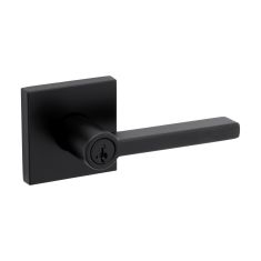 Halifax Square Rose Keyed Entry Levers - Matte Black