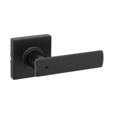 Breton Square Rose Privacy Levers - Matte Black