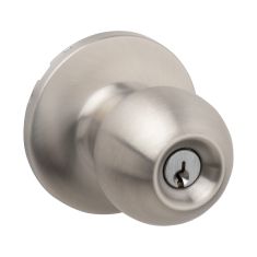 Door Knob with Key - Adjustable Latch - Stainless steel
