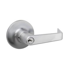 Door Lever with Key - Adjustable Latch - Brushed Chrome