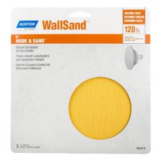 Norton Hook & Sand Drywall Sandpaper for Disk Sander - 9" - Gr. 120 - 3/pck