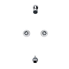 Robinet bain/douche Nomis, 2 poignées, chrome, 7 morceaux