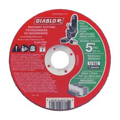 Meule à tronçonner pour maçonnerie, 5" x 1/16" x 7/8"