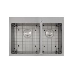 Double Kitchen Sink - Lixia - 60/40 Stainless Steel - 28" x 20" x 9"