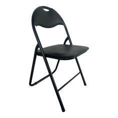 Chaise pliante, faux cuir, noir, 44 x 45 x 80 cm