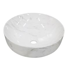 Lavabo, porcelaine, rond, fini marbre, 16" x 5"