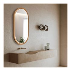 Miror - LED – Oval – Oak-Aluminum Frame – 19.7" x 35.4"