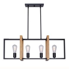 Luminaire suspendu Riberia, 20", noir-bois