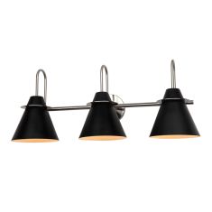 Applique murale de vanité, 3 lumières, Piana, noir-nickel, 28"