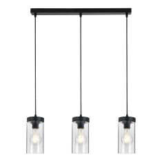 Luminaire suspendu, 3 lumières, Clema, noir-verre, 78 cm
