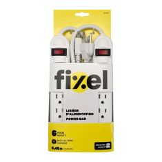 Power Bar – 6 Outlets – 1.5’ Cord – White – 2/Pkg