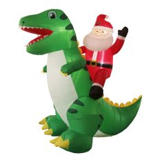 Père Noël gonflable sur dinosaure, DEL, 8 pi