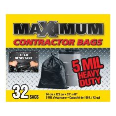 Garbage Bag - Contractor - 5 mil - Black - 33" x 48" - 32/Pkg