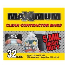 Garbage Bag - Contractor - 5 mil - Clear - 33" x 48" - 32/Pkg