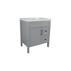 Meuble-lavabo Makala, style shaker, 30", gris