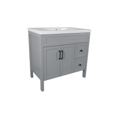 Meuble-lavabo Makala, style shaker, 36", gris