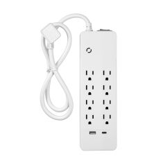 Power Strip – 8 Outlets – USB-A/USB-C – 6 ft Cord – White