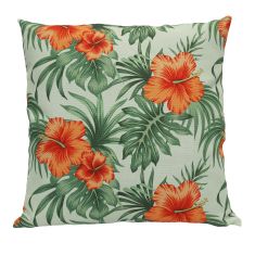 Coussin d'extérieur, motif hibiscus, 16" x 16"