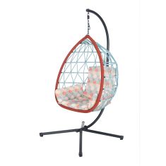 Chaise suspendue et support, 39,4"x43,7"x76,8", noir mat