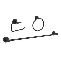 3-Piece Bathroom Hardware Set - 24" Towel Bar - Matte Black
