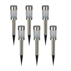 Lumières solaires DEL sur piquet, acier inoxydable, 6/pqt