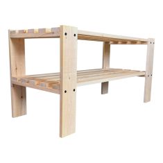 Étagère à chaussures, 27", 2 tablettes, pin naturel mat