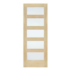 5-Panel Interior Door with Frosted Glass - 30" x 80"