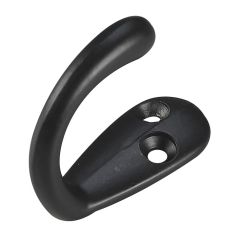 1-3/4" Single Wardrobe hook - Black - 18 mm x 46 mm