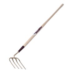 Sarcloir à patates, 4 dents de 6" à bout plat, manche en bois dur 52"