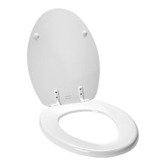 Siège de toilette allongé en bois émaillé, blanc, 14,19" x 17,31"