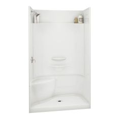 Essence Shower - 48″ x 34" - Acrylic - Central Drain - Left Seat - White