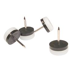 Nail-On Glides with Cushioned Polypropylene Base - White - 21 mm - 4/Pkg