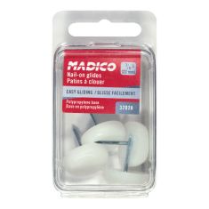 Patins à clouer avec base en polypropylène, blanc, 7/8", 4/pqt