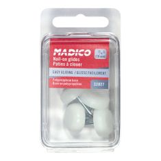 Nail-On Glides with Polypropylene Base - White - 3/4" - 4/Pkg