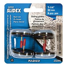 SUPER SLIDEX Gray Round Screw-on Ultra-Sliding Glides - 1 1/4 in - 4/Pkg