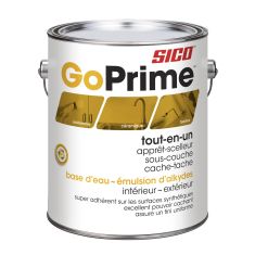 GoPrime Primer-Sealer Undercoater Stain Killer  - All-in-One - Water-Based - Alkyd Emulsion - Interior - Exterior - White - 3.78 l
