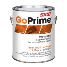 GoPrime Tintable Primer-Sealer Undercoater - Transition - 100% Acrylic Latex - Interior - Exterior - White - 3.78 l