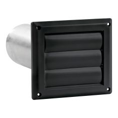 Plastic Louvered Exhaust  - Black - 4"