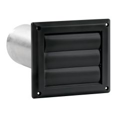Plastic Louvered Exhaust  - Black - 6"