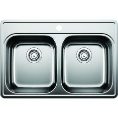Kitchen Sink - 2 Bowls - 1 Hole - Stainless Steel - 31" x 21" x 8"