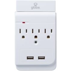 Wall Multi Power Outlet with 2 USB Ports + Phone Holder