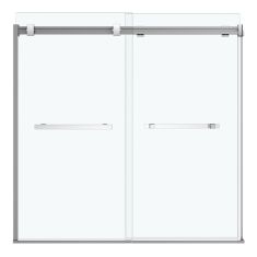 Porte de baignoire coulissante, Duel, 56"-59" x 55 1/2", verre, chrome
