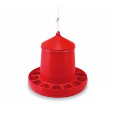 Poultry Hanging Plastic Feeder - 15.9" x 6.3" - 12 kg (26.5 lb) - Red