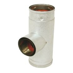 Raccord en T et couvercle pour cheminée, gris, 4"