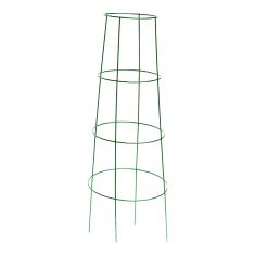 Support inversé en métal pour tomates avec 4 anneaux, 48" x 16", vert