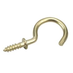 Decorative Screw-In Hook - Brass - 6/Pkg - 7/8"