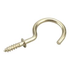 Decorative Screw-In Hook - Brass - 4/Pkg - 1 1/4"