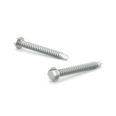 Zinc Plated Metal Screws - Hex Head With Washer - #8 x 1" - 100/Pkg